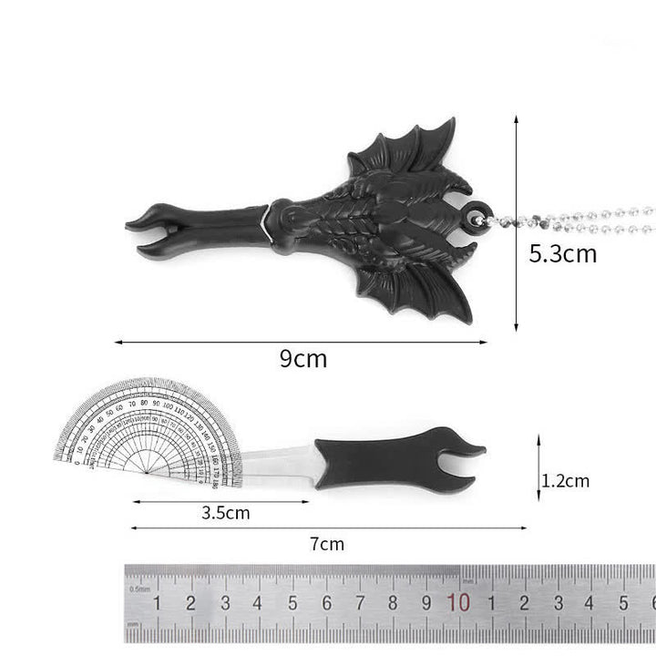 Black Dragon Skull Snake Hidden Mini Blade Tool Pendant Necklace