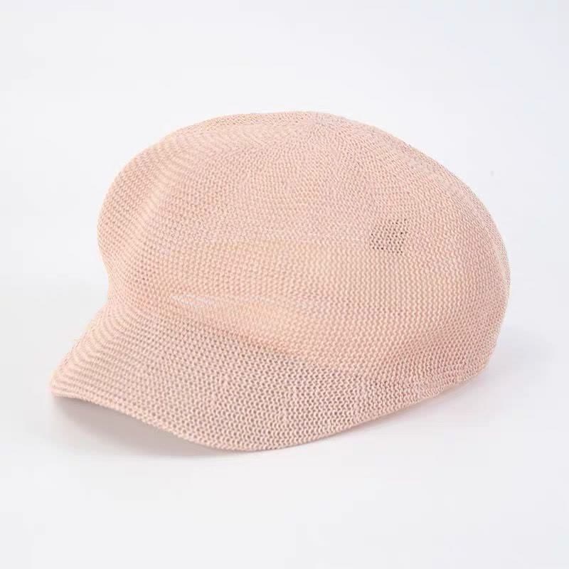 Women's Soild Color Woven Beach Straw Beret Hat