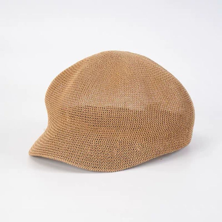 Women's Soild Color Woven Beach Straw Beret Hat