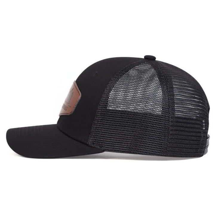 Deep In The Woods Leather Label Patch Trucker Hat
