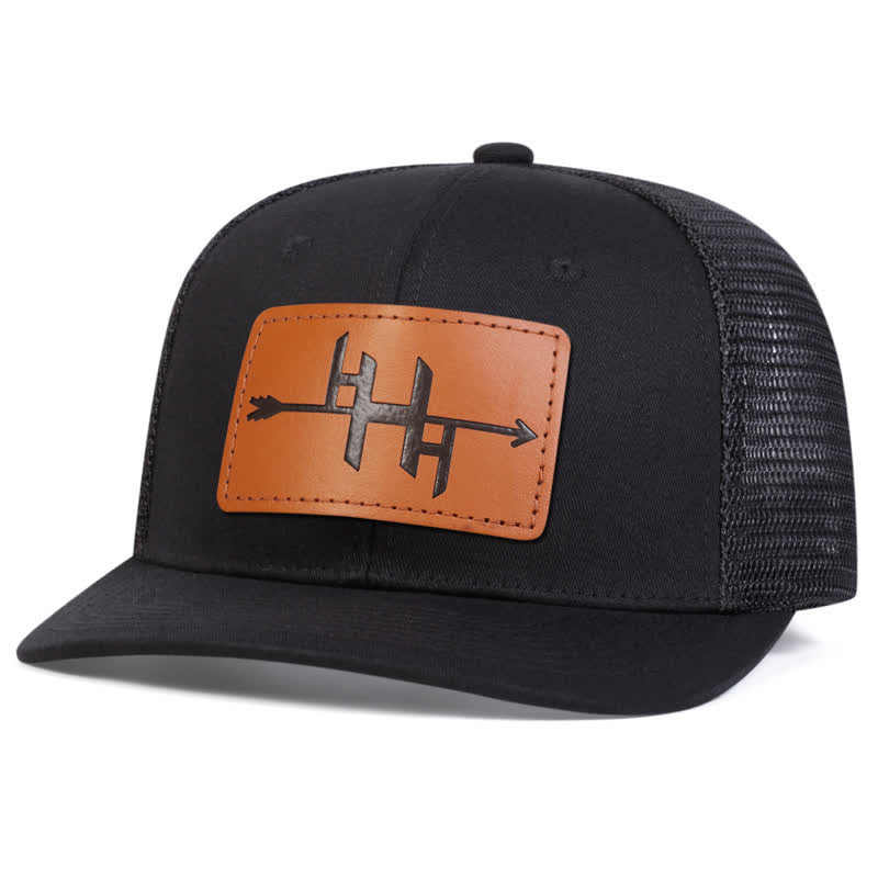 Arrowhead Gun Pattern Leather Label Patch Trucker Hat