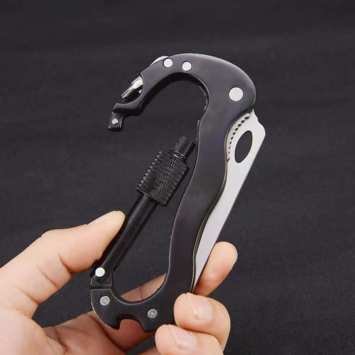 5-In-1 Multitool Folding Knife D Shape Buckle Carabiner Keychain - image 10