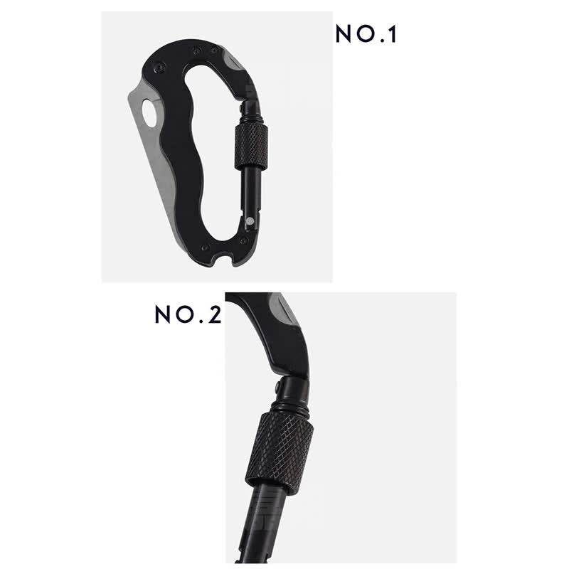 5-In-1 Multitool Folding Knife D Shape Buckle Carabiner Keychain - image 5