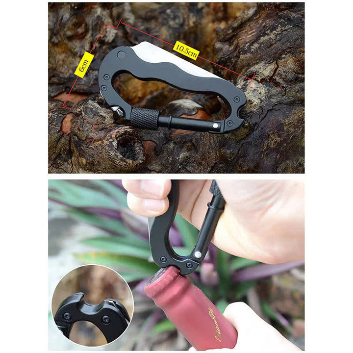 5-In-1 Multitool Folding Knife D Shape Buckle Carabiner Keychain