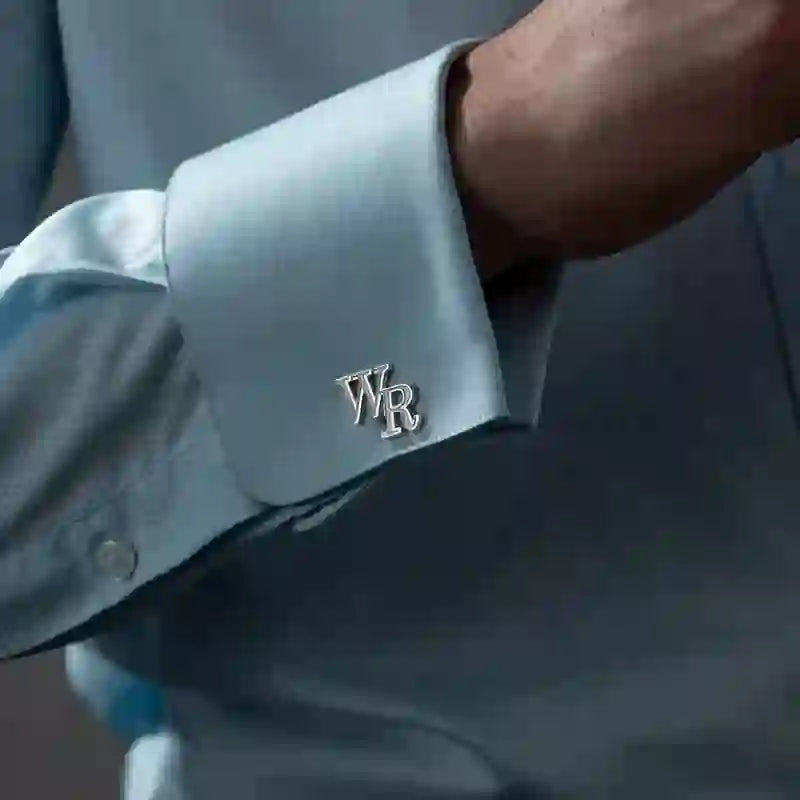 1 Pair Custom Letter Button Covers Set Suit Cufflinks - image 4