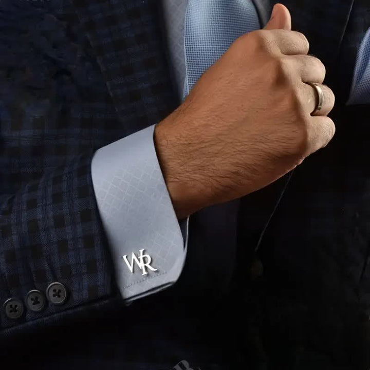 1 Pair Custom Letter Button Covers Set Suit Cufflinks - image 0