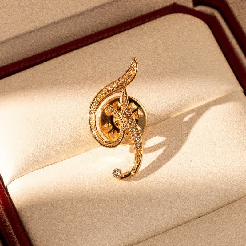Gold Initial Letter 26 Alphabet Rhinestone Brooch