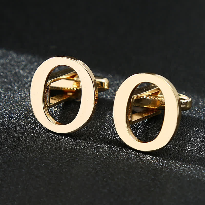 Men's 1 Pair Gold Plated Initial Letter 26 Alphabet Cufflinks - O - image 15