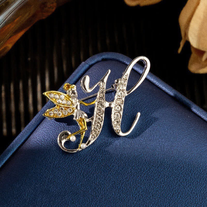 Racing Butterfly Crystal Initial Letter 26 Alphabet Brooch