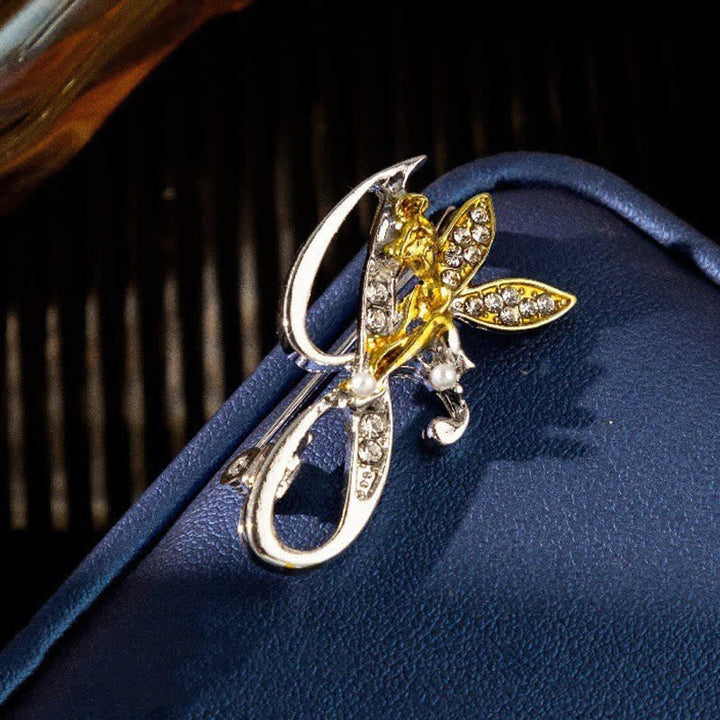 Racing Butterfly Crystal Initial Letter 26 Alphabet Brooch