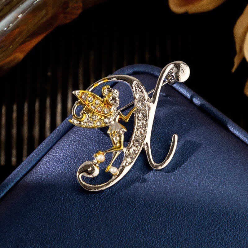 Racing Butterfly Crystal Initial Letter 26 Alphabet Brooch