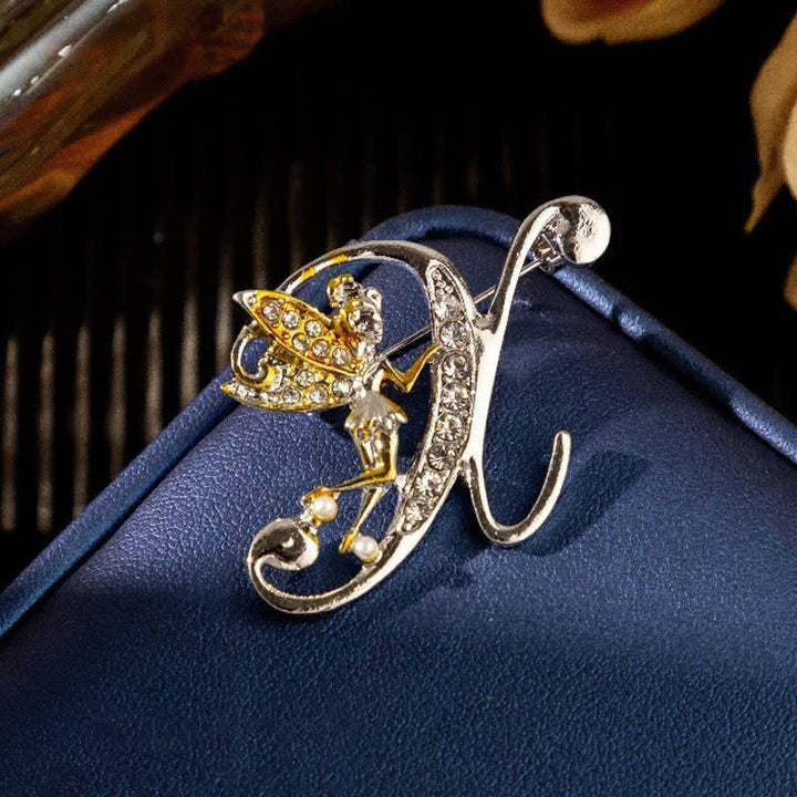 Racing Butterfly Crystal Initial Letter 26 Alphabet Brooch