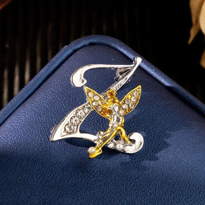 Racing Butterfly Crystal Initial Letter 26 Alphabet Brooch