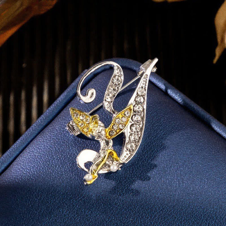 Racing Butterfly Crystal Initial Letter 26 Alphabet Brooch