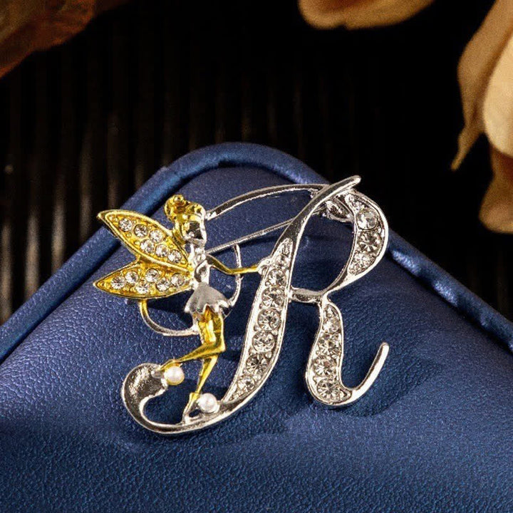 Racing Butterfly Crystal Initial Letter 26 Alphabet Brooch
