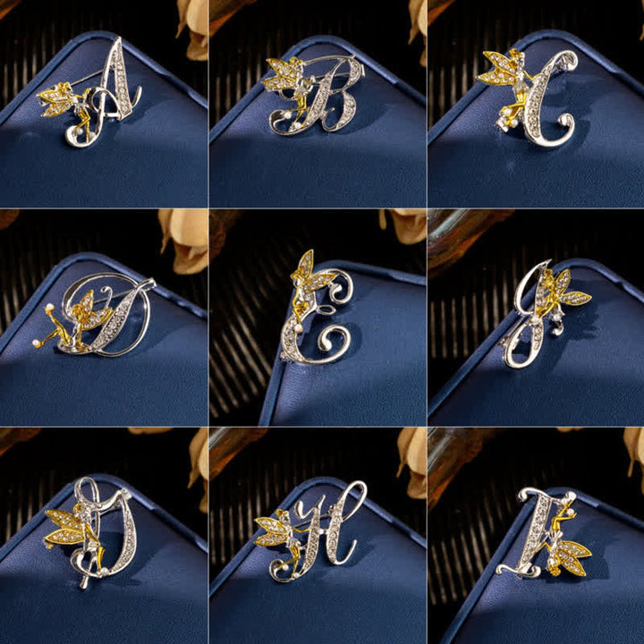 Racing Butterfly Crystal Initial Letter 26 Alphabet Brooch