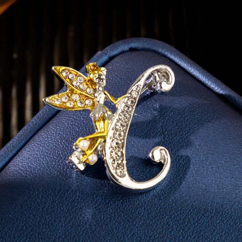 Racing Butterfly Crystal Initial Letter 26 Alphabet Brooch
