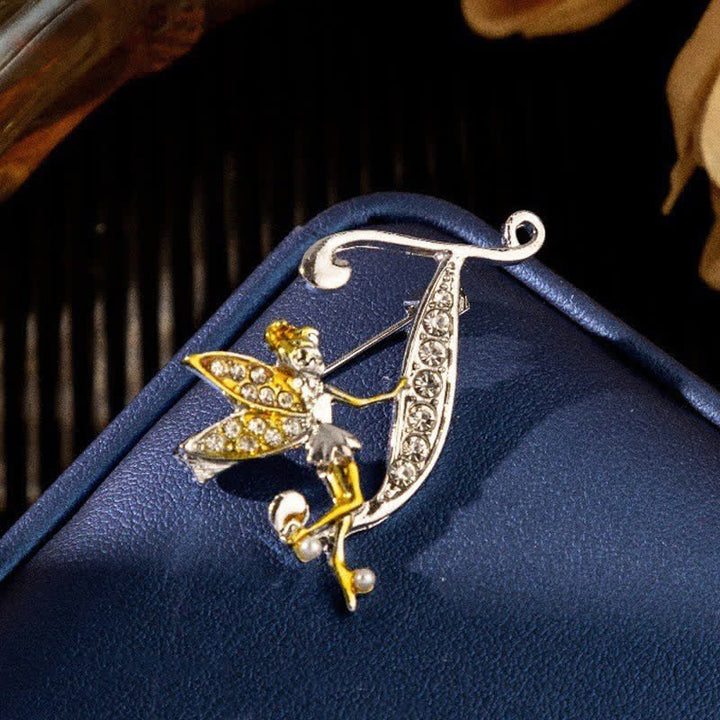 Racing Butterfly Crystal Initial Letter 26 Alphabet Brooch