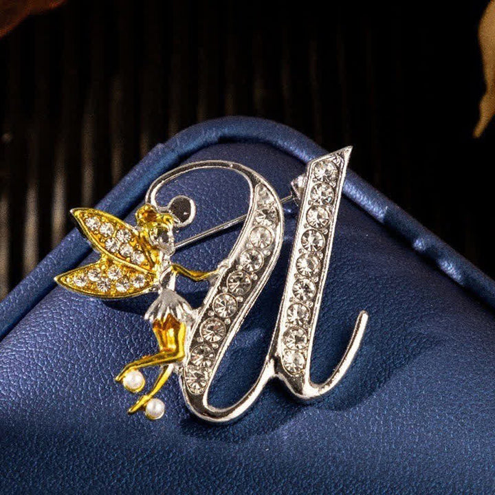 Racing Butterfly Crystal Initial Letter 26 Alphabet Brooch