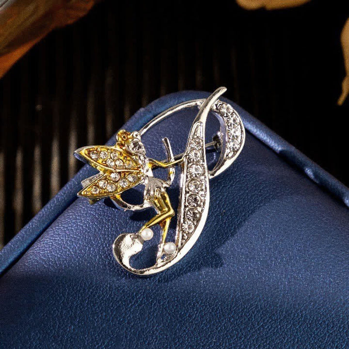 Racing Butterfly Crystal Initial Letter 26 Alphabet Brooch