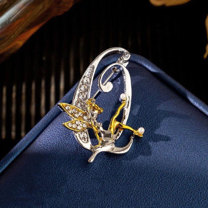 Racing Butterfly Crystal Initial Letter 26 Alphabet Brooch