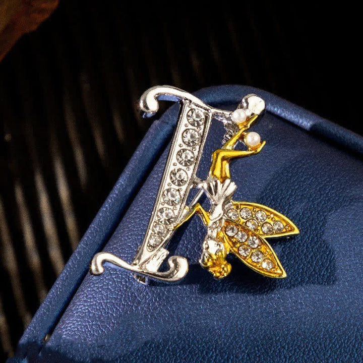 Racing Butterfly Crystal Initial Letter 26 Alphabet Brooch
