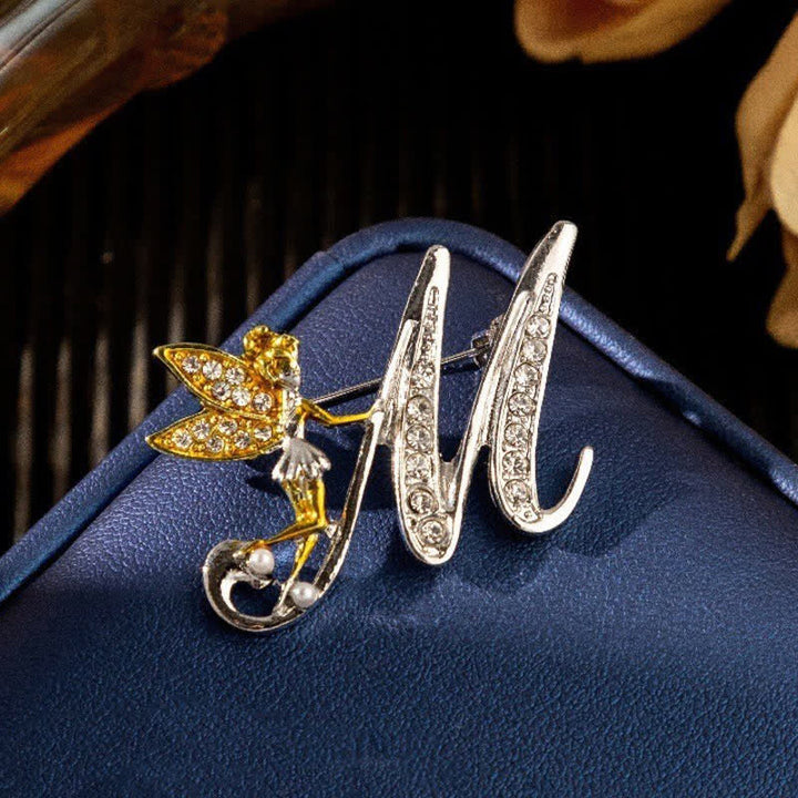 Racing Butterfly Crystal Initial Letter 26 Alphabet Brooch