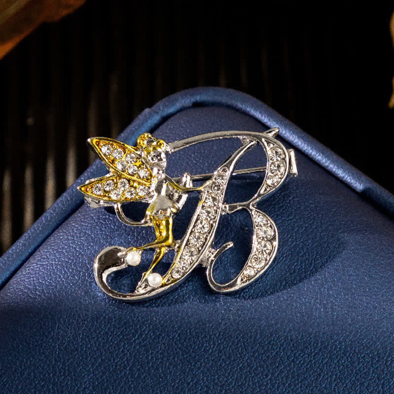 Racing Butterfly Crystal Initial Letter 26 Alphabet Brooch