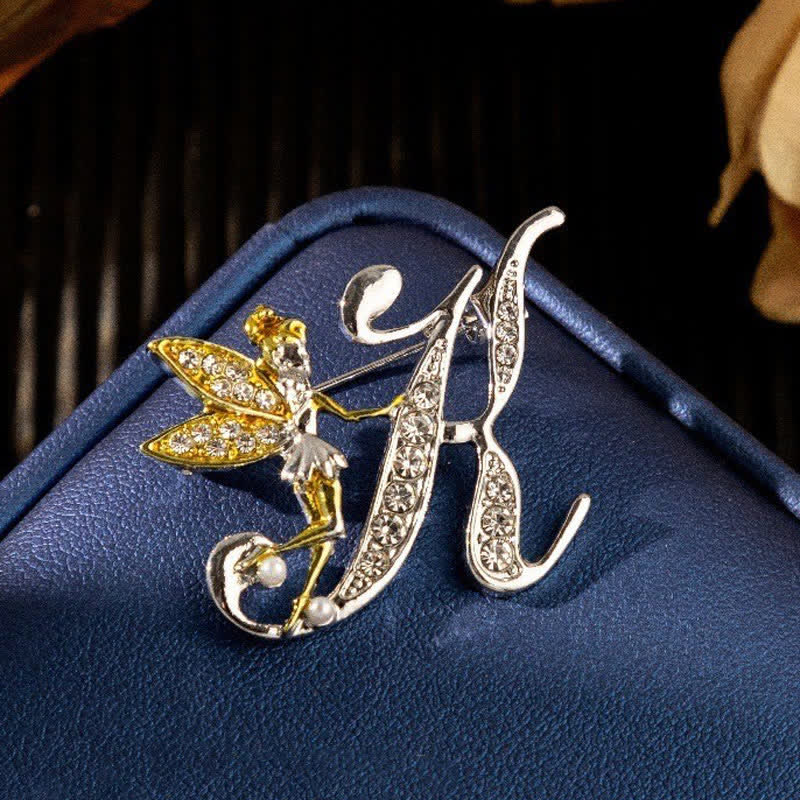 Racing Butterfly Crystal Initial Letter 26 Alphabet Brooch