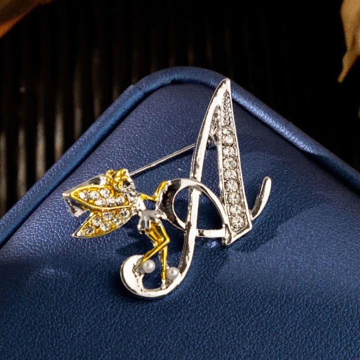 Racing Butterfly Crystal Initial Letter 26 Alphabet Brooch