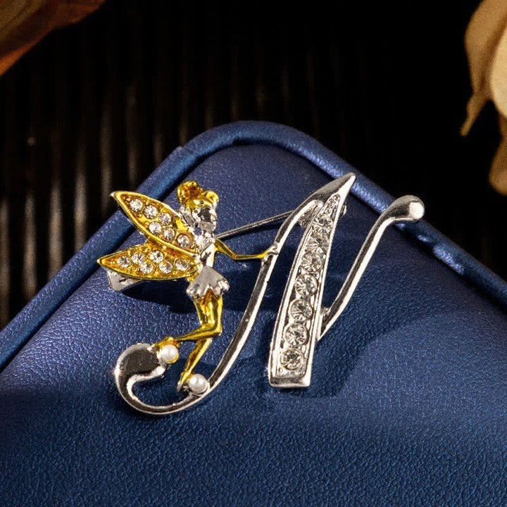 Racing Butterfly Crystal Initial Letter 26 Alphabet Brooch