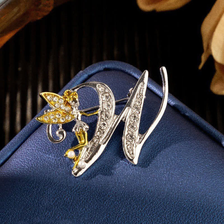 Racing Butterfly Crystal Initial Letter 26 Alphabet Brooch