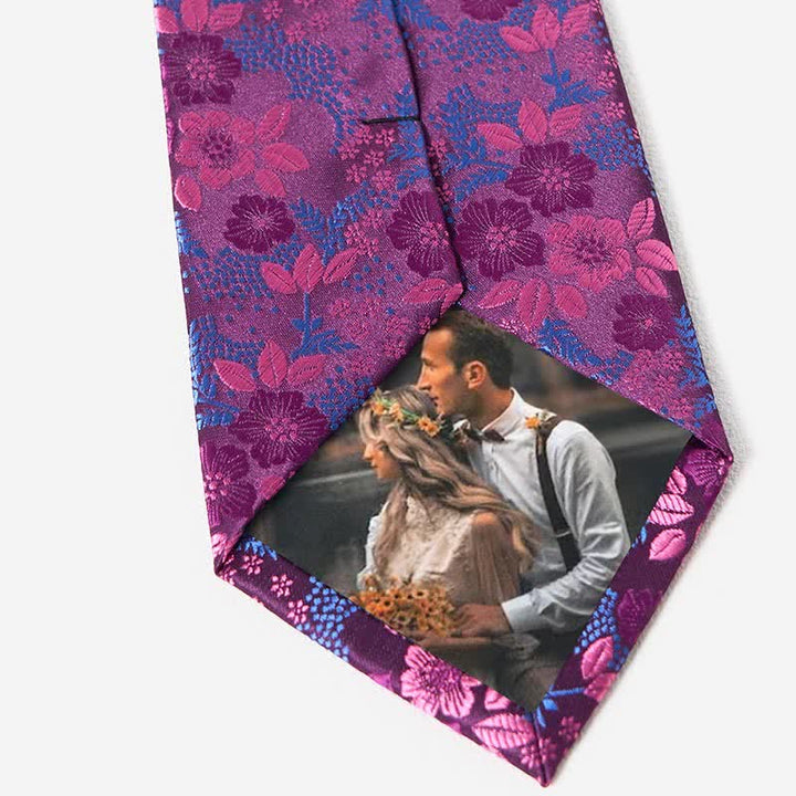 2Pcs Men's Plum Blossoms Floral Necktie Set - image 3