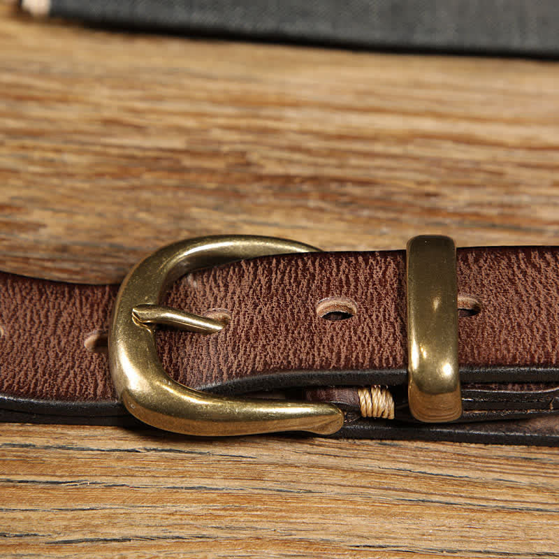 Single Prong Half Round Buckle Work Leather Belt