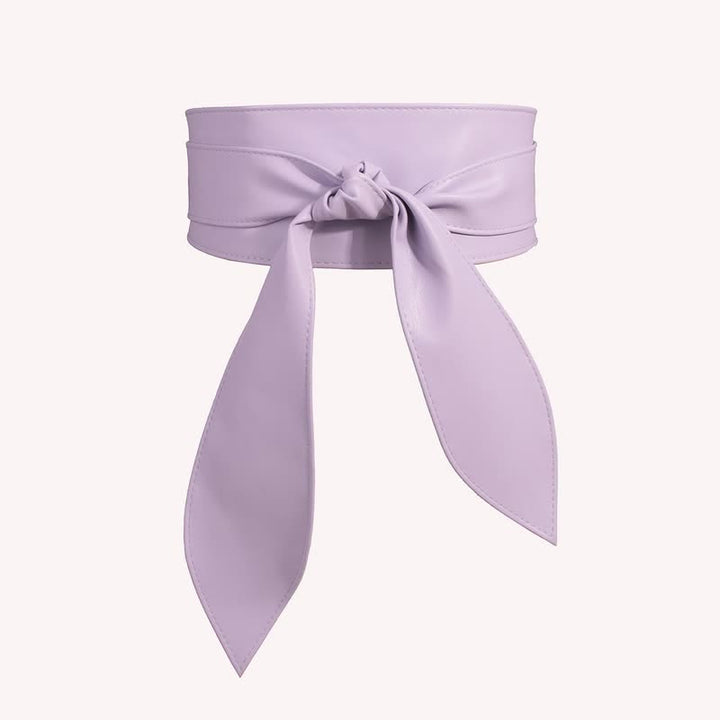 Women's Wide Waistband Wrap Leather Corset Belt - Light Purple - image 8