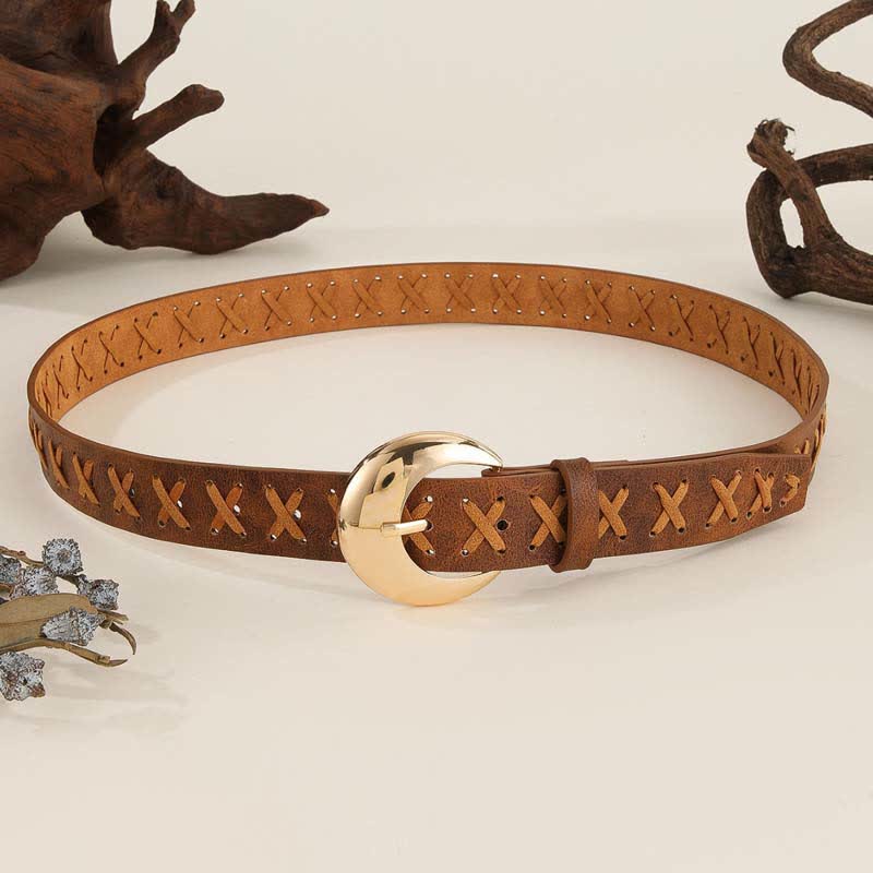 Women's Boho Handmade Rope Threading Leather Belt
