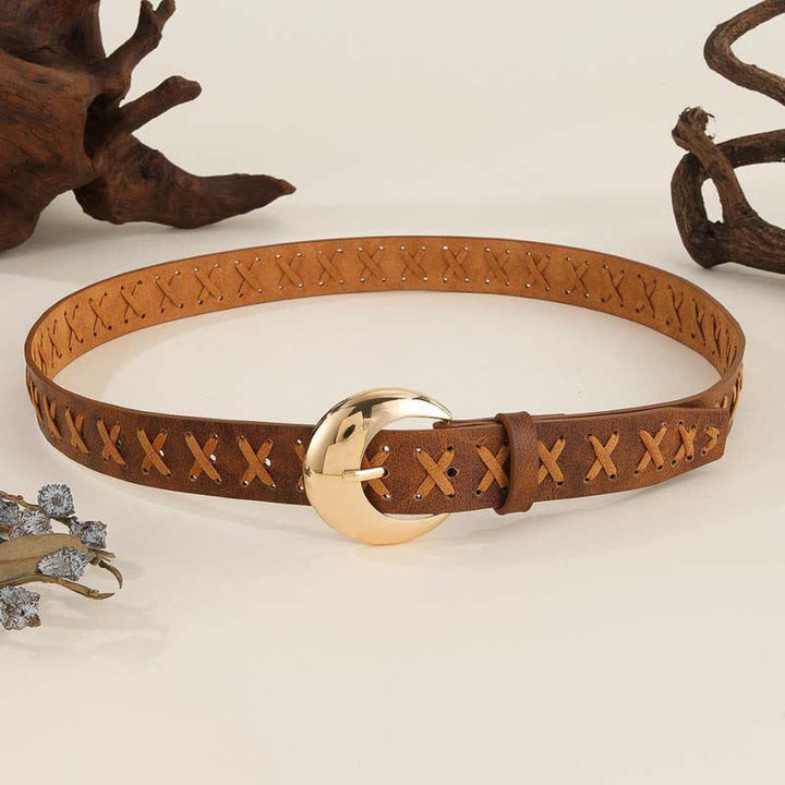 Women's Boho Handmade Rope Threading Leather Belt