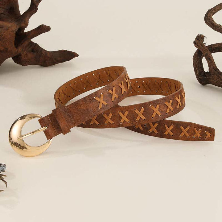 Women's Boho Handmade Rope Threading Leather Belt