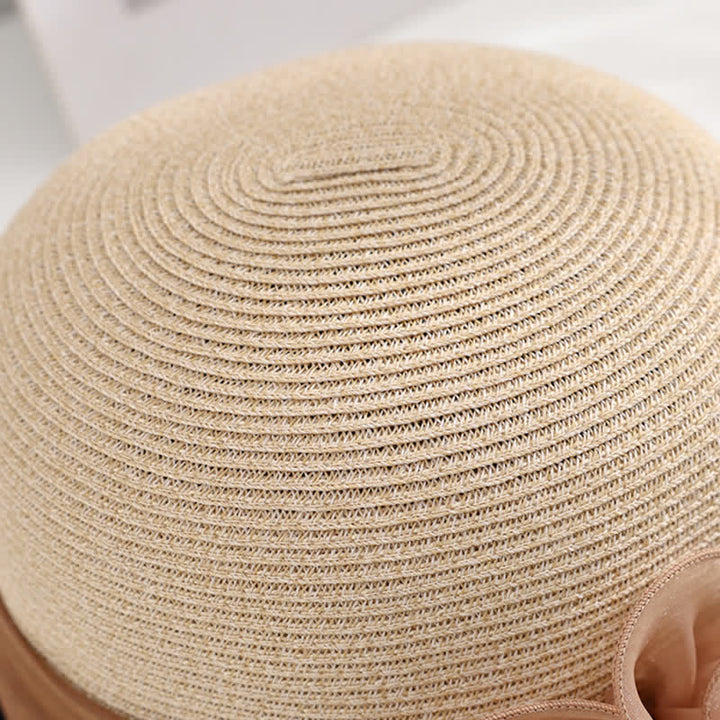 Women's Gorgeous Wrinkled Flower Ribbon Straw Hat - image 5