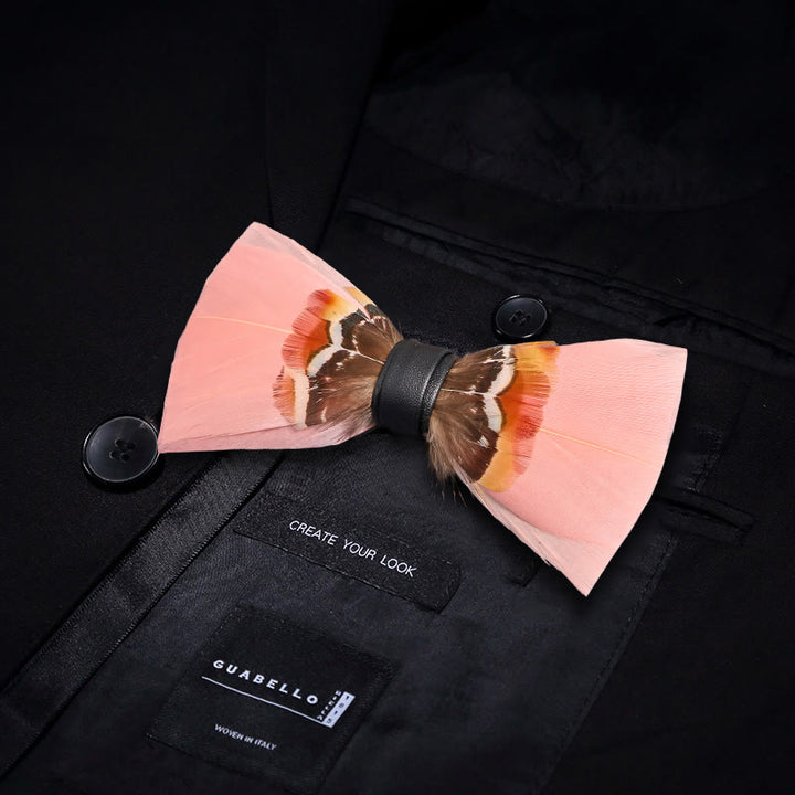 Kid's Pop Pink Feather Bow Tie with Lapel Pin - image 4