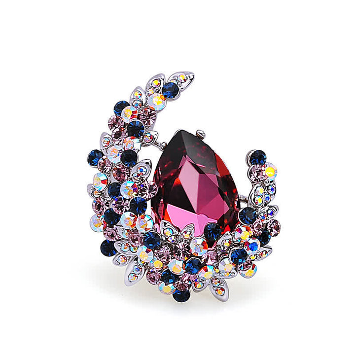 Women's Shiny Crystal Half Moon Shape Brooch