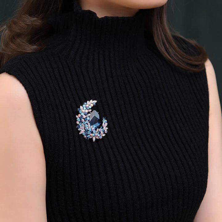 Women's Shiny Crystal Half Moon Shape Brooch