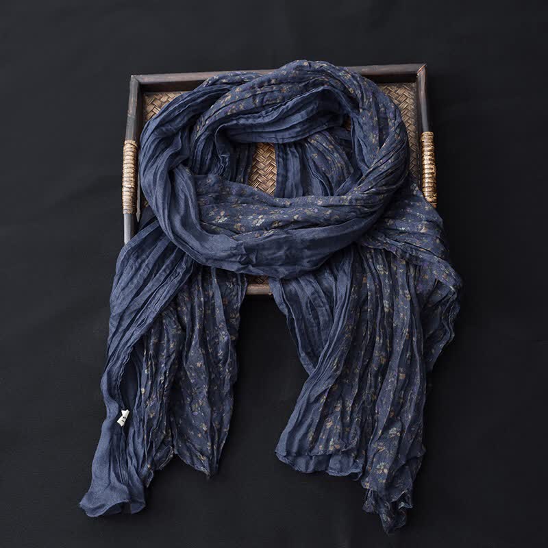 Women's Floral Color Patchwork Cotton Linen Thin Scarf