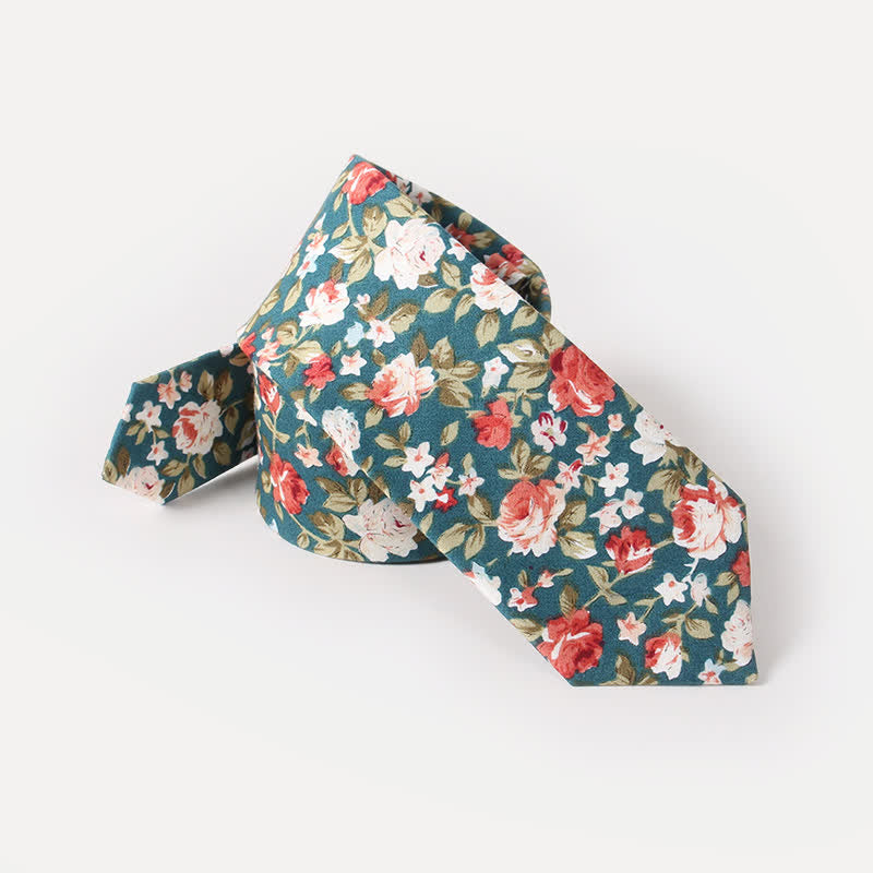 Men's Cute Fresh Flower Pattern Cotton Necktie