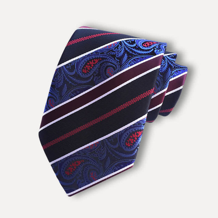 Navy & Black Men's Outstanding Stripe Paisley Necktie