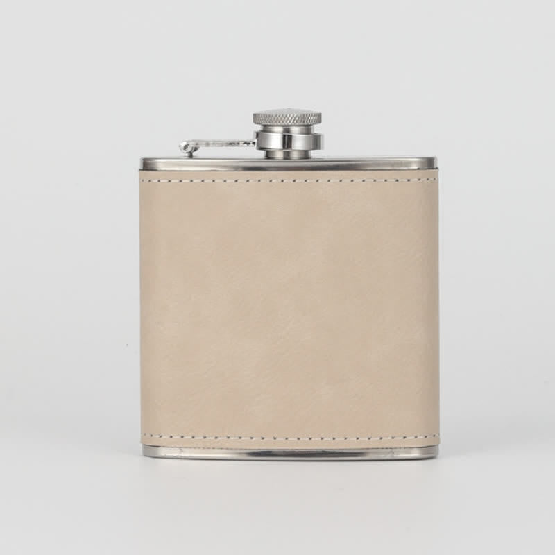 6 oz Personalised Engraved Leather Custom Portable Flask