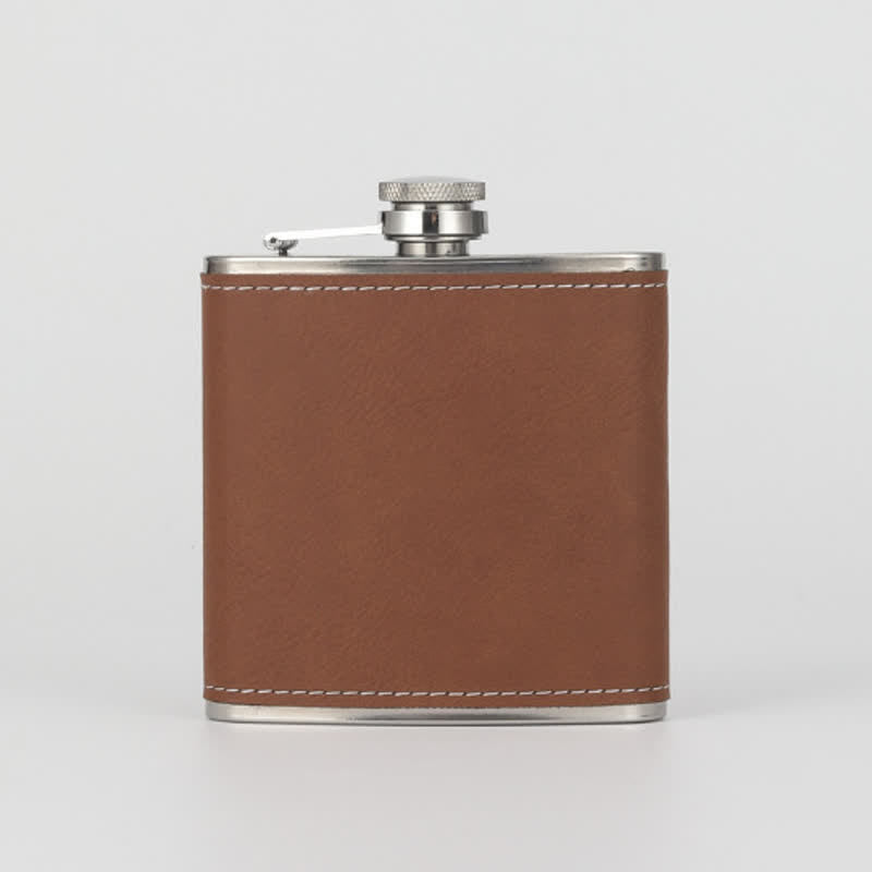 6 oz Personalised Engraved Leather Custom Portable Flask
