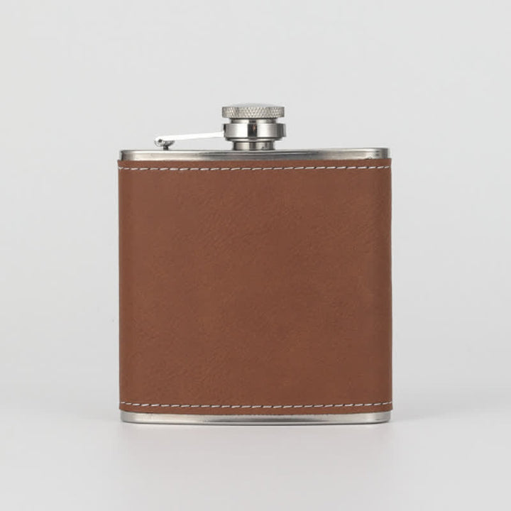 6 oz Personalised Engraved Leather Custom Portable Flask