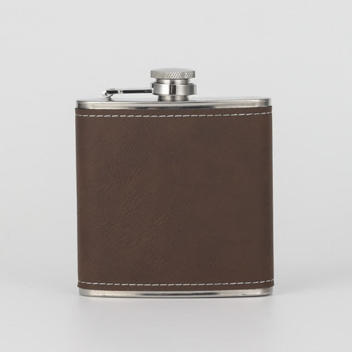 6 oz Personalised Engraved Leather Custom Portable Flask