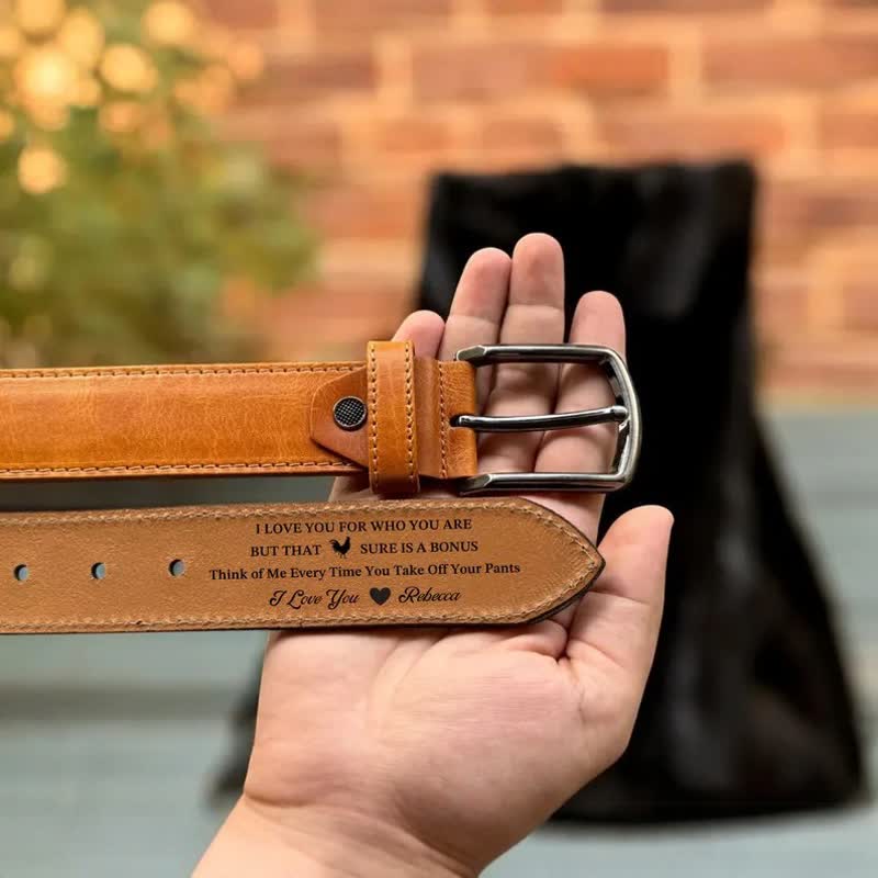 Personalized Custom Name Text Engraved Leather Belt